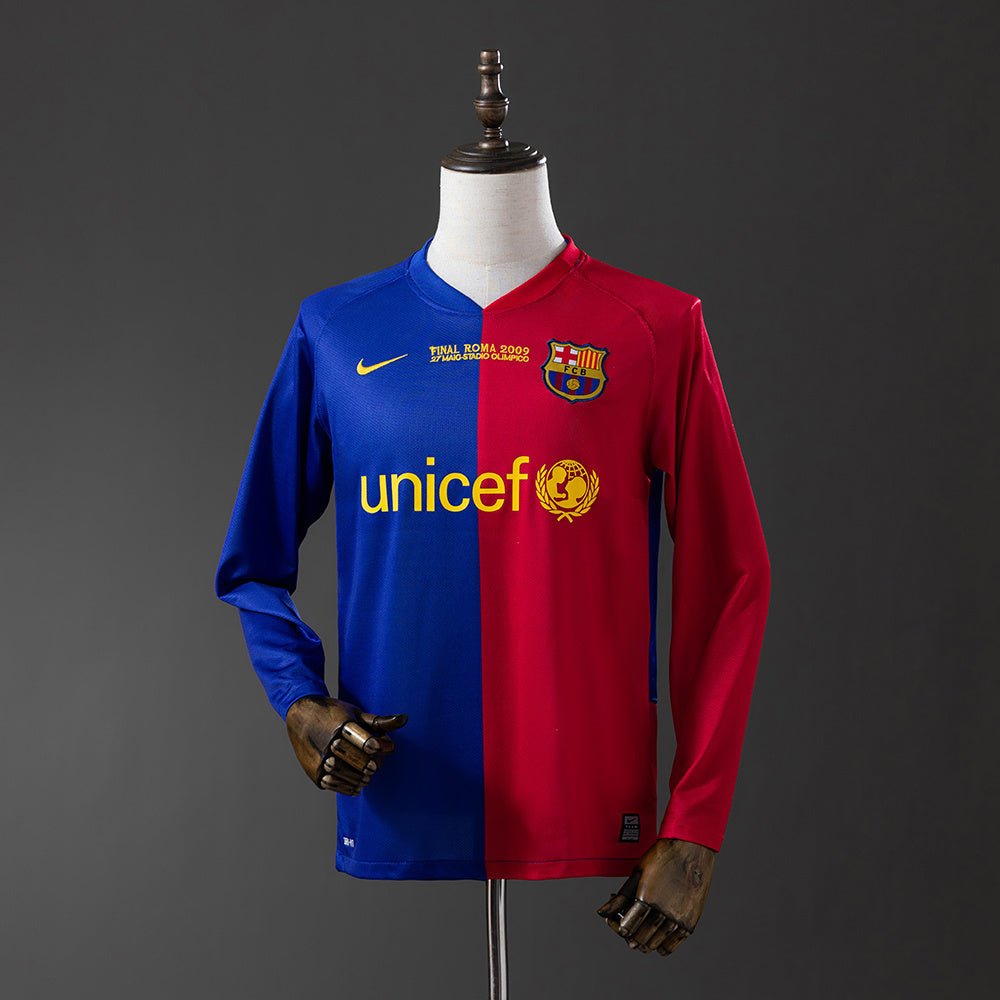 Retro Barcelona 08/09 Champions League Home Shirt Long Sleeve - theftblkits